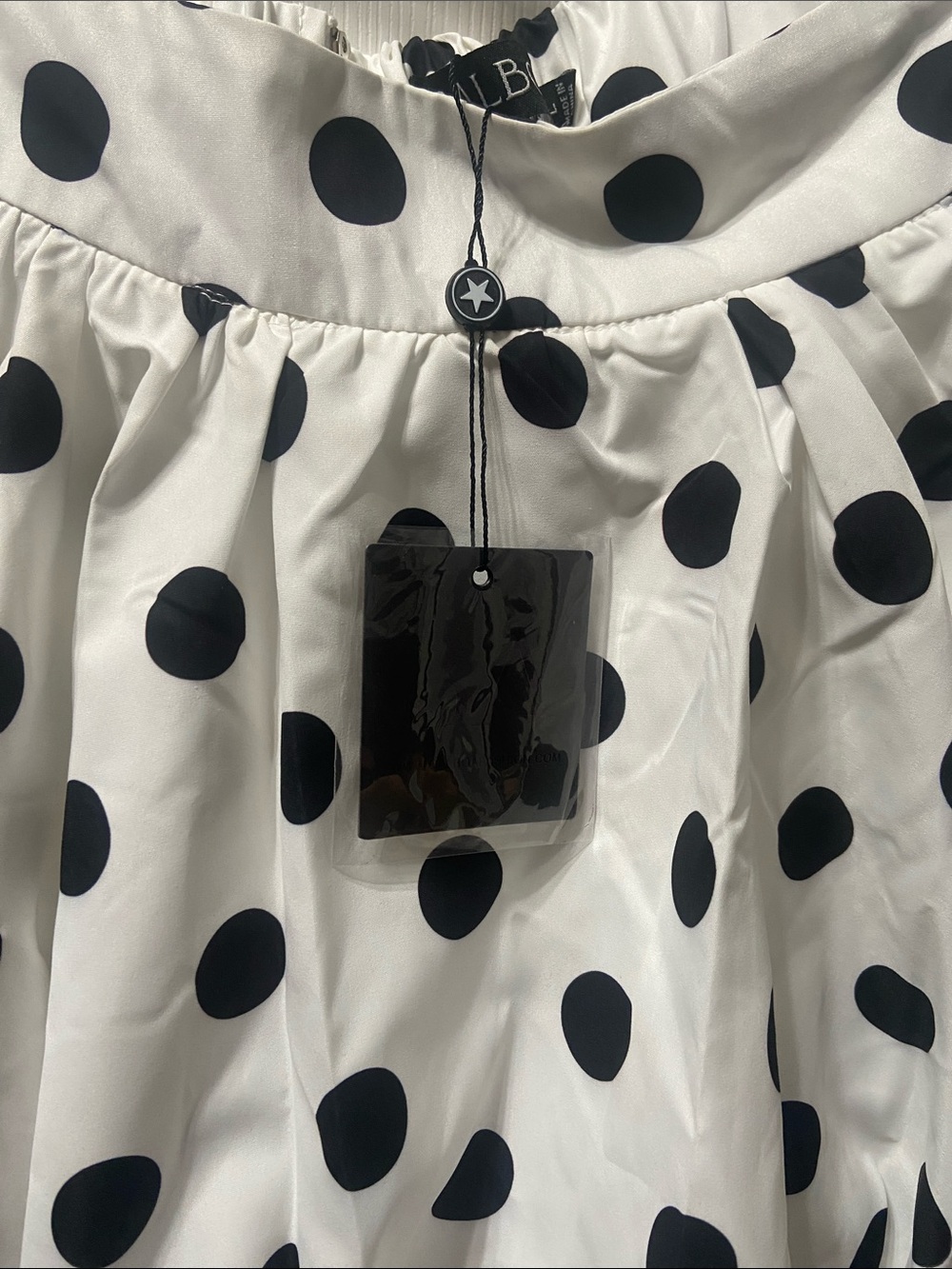White Polka Dot Bubble Skirt - Black Dot Print - Picture 3 of 5